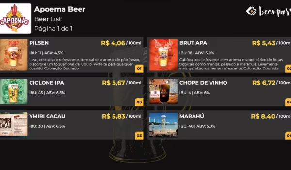 beerlist lista de bebidas beerpass